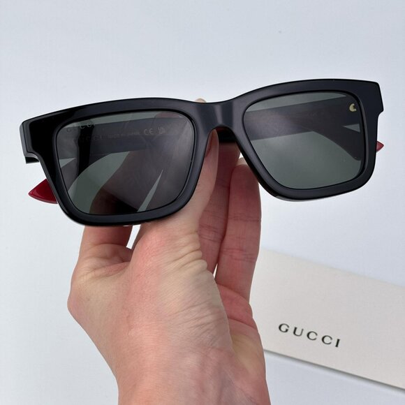 Gucci Men BRAND NEW Sunglasses Black Green Grey Square GG1869S 001 - Picture 1 of 12